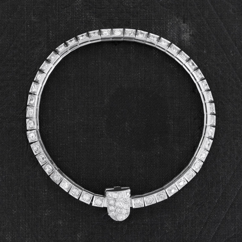 3.38ctw Art Deco Old European Cut Diamond Block Bracelet