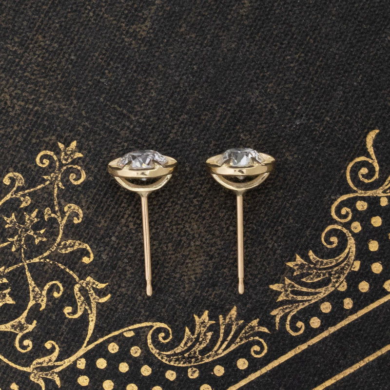 1.09ctw Old European Cut Diamond Collet Stud Earrings