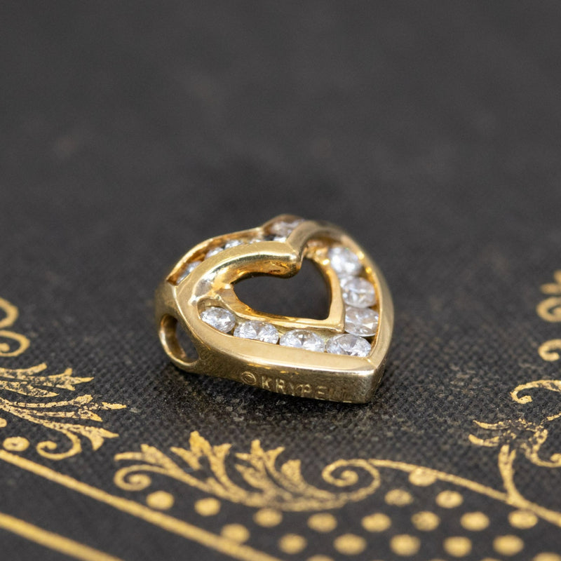 .45ctw Round Cut Diamond Heart Pendant, by Krypell