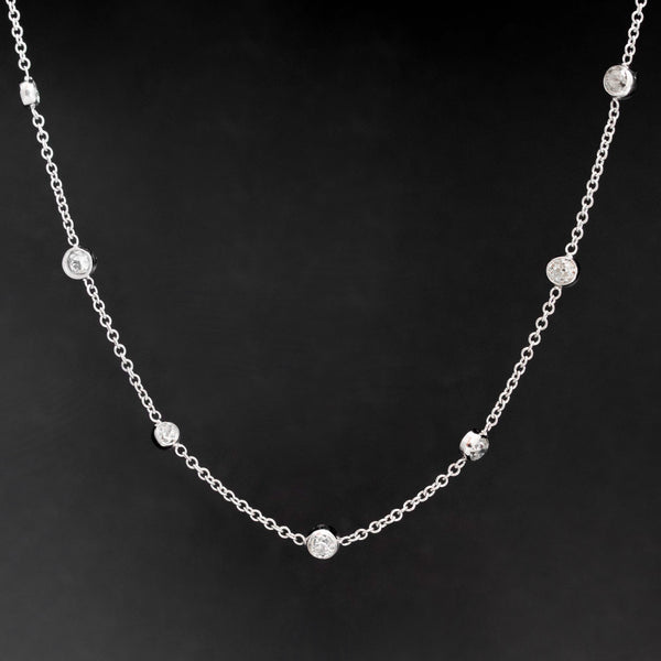 3.80ctw Mixed Old Cut Diamond Station Necklace