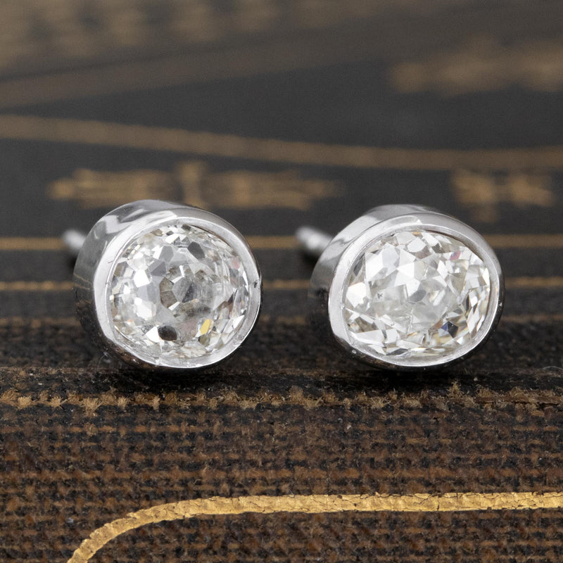 .79ctw Old Mine Cut Diamond Stud Earrings