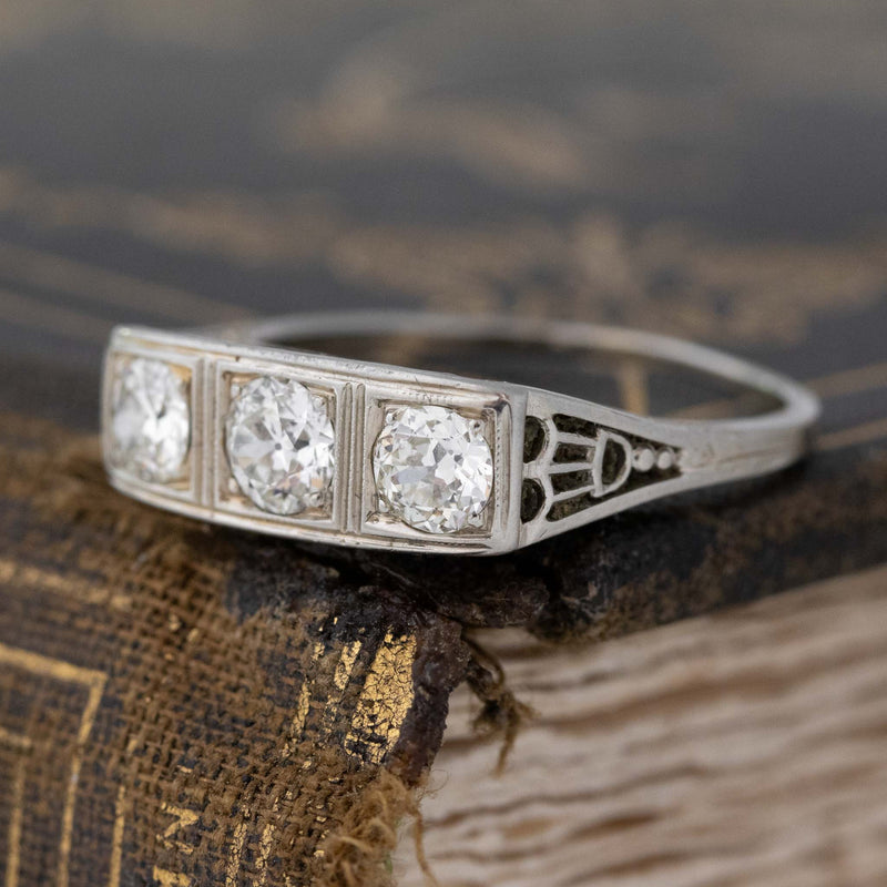 .78ctw Old European Cut Diamond Trilogy Ring