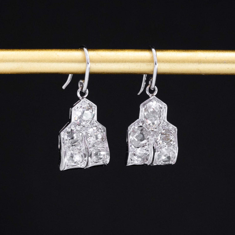 1.95ctw Old Mine Cut Diamond Conversion Dangle Earrings