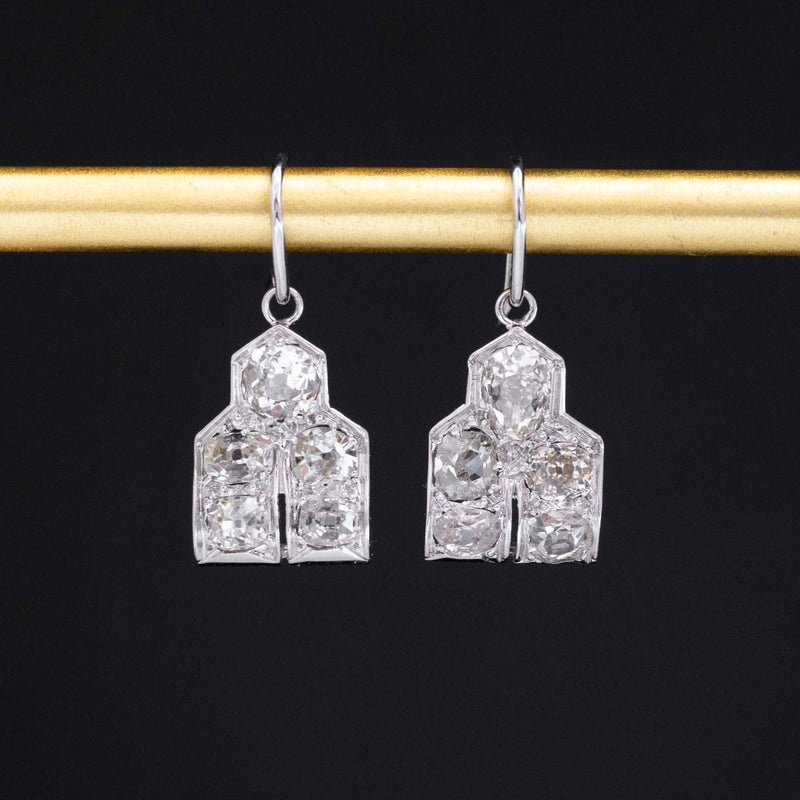 1.95ctw Old Mine Cut Diamond Conversion Dangle Earrings