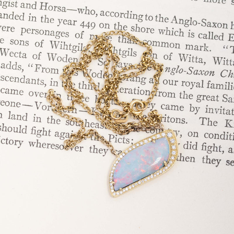 3.28ctw Opal & Diamond Free-Form Pendant