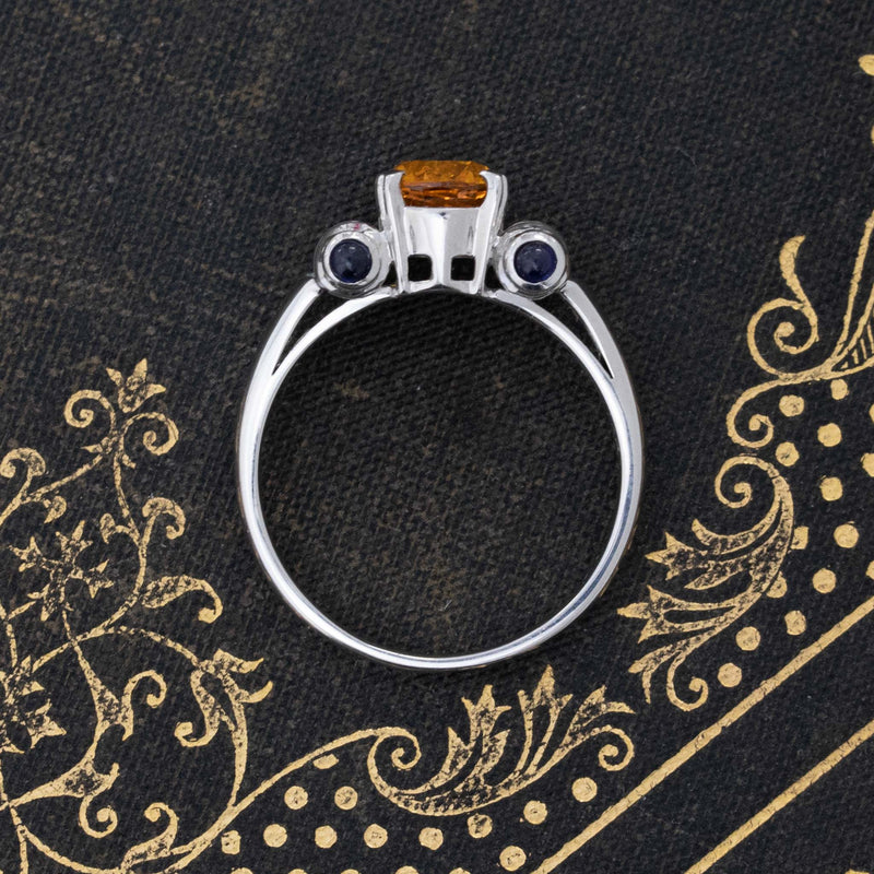 2.76ctw Vintage Orange Sapphire & Diamond Ring