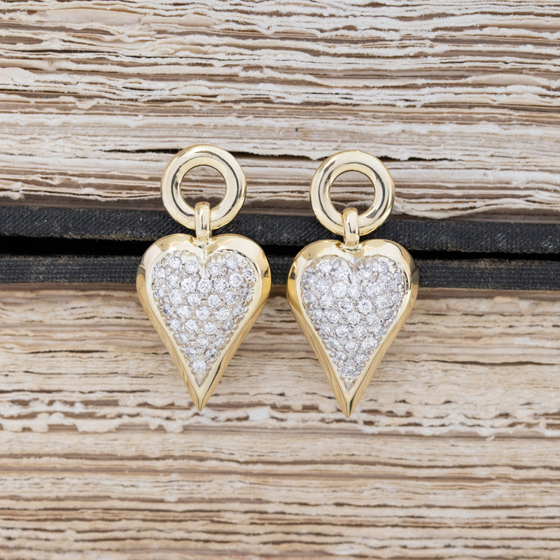 1.50ctw Vintage Diamond Pave  Heart Earrings