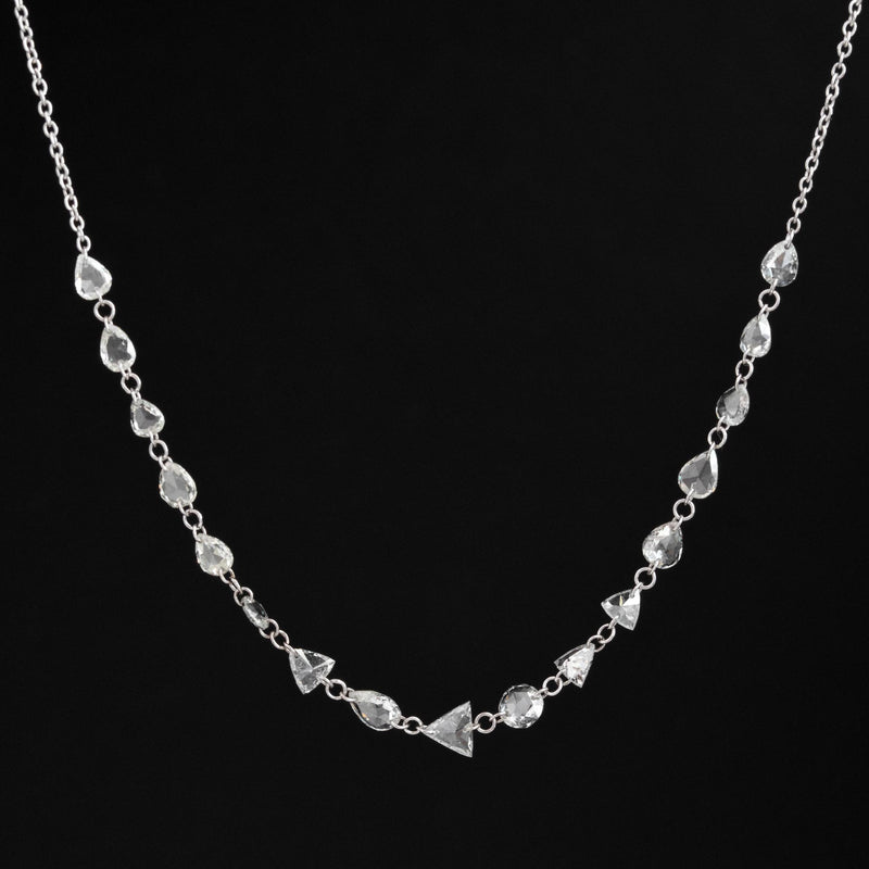 1.48ctw Mixed Rose Cut Diamond Pierced Station Necklace