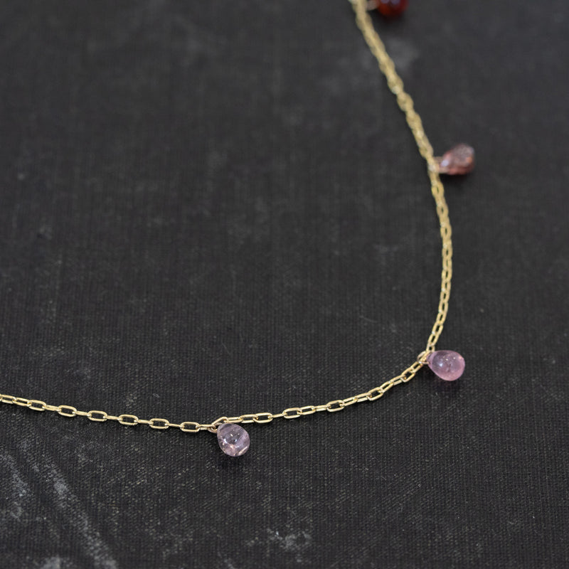 4.01ctw Pink Spinel Ombre Station Necklace