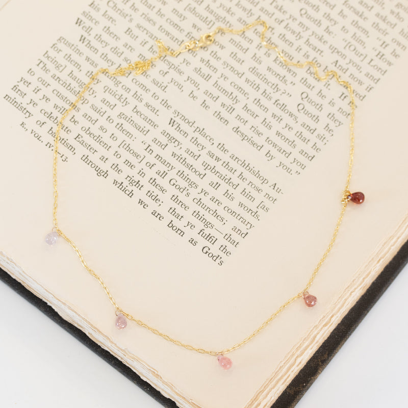 4.01ctw Pink Spinel Ombre Station Necklace