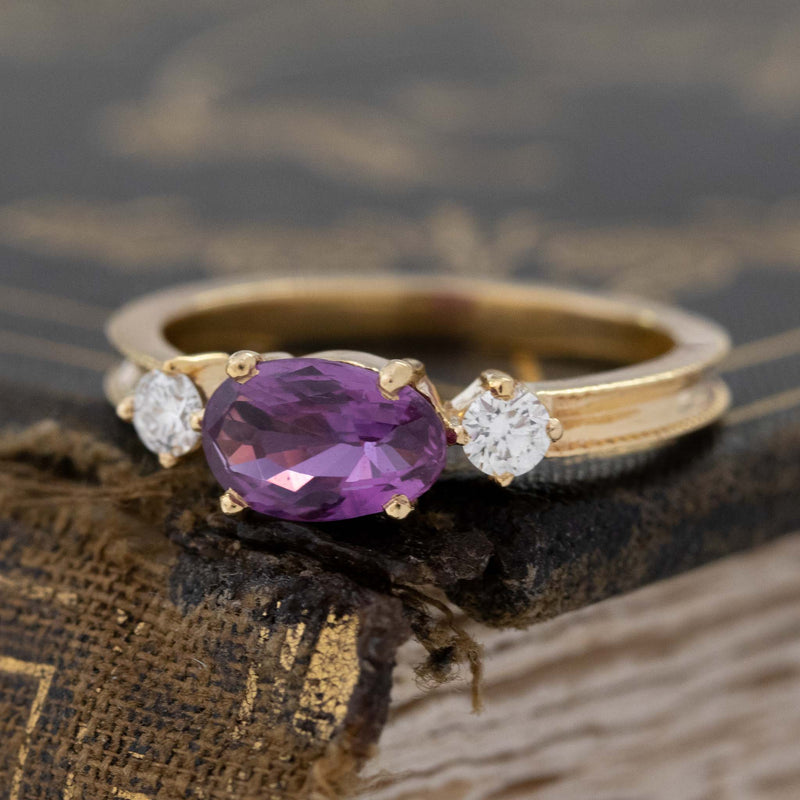 1.21ctw Vintage Pink Sapphire & Diamond Ring