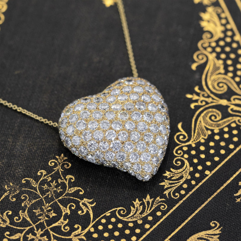 7.00ctw (est) Vintage Puffed Heart Pave Diamond Pendant