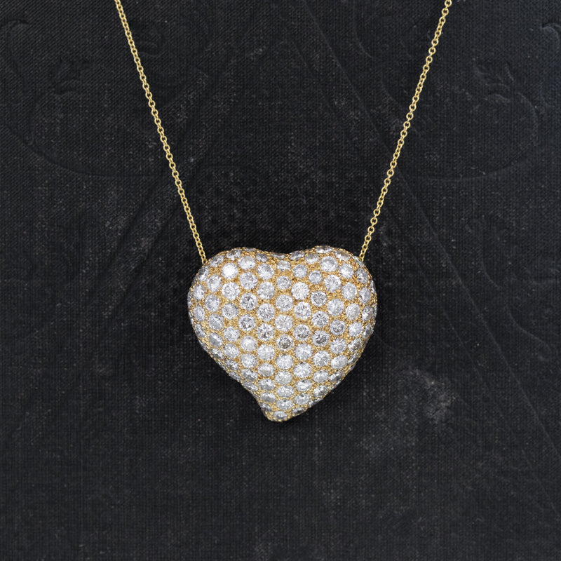7.00ctw (est) Vintage Puffed Heart Pave Diamond Pendant