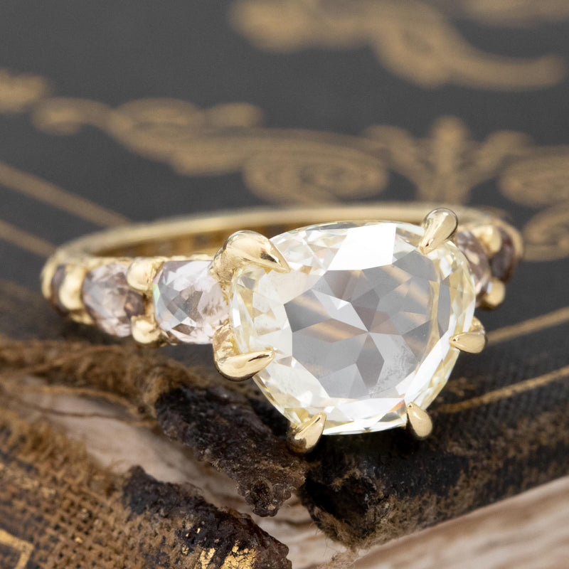 3.46ct Rose Cut Diamond Ring, GIA UV VVS2, by Polly Wales