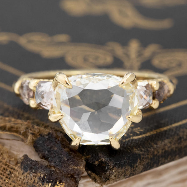 3.46ct Rose Cut Diamond Ring, GIA UV VVS2, by Polly Wales