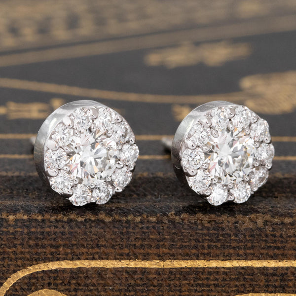 1.07ctw Round Brilliant Cut Diamond Cluster Stud Earrings, by Hearts on Fire (HoF)