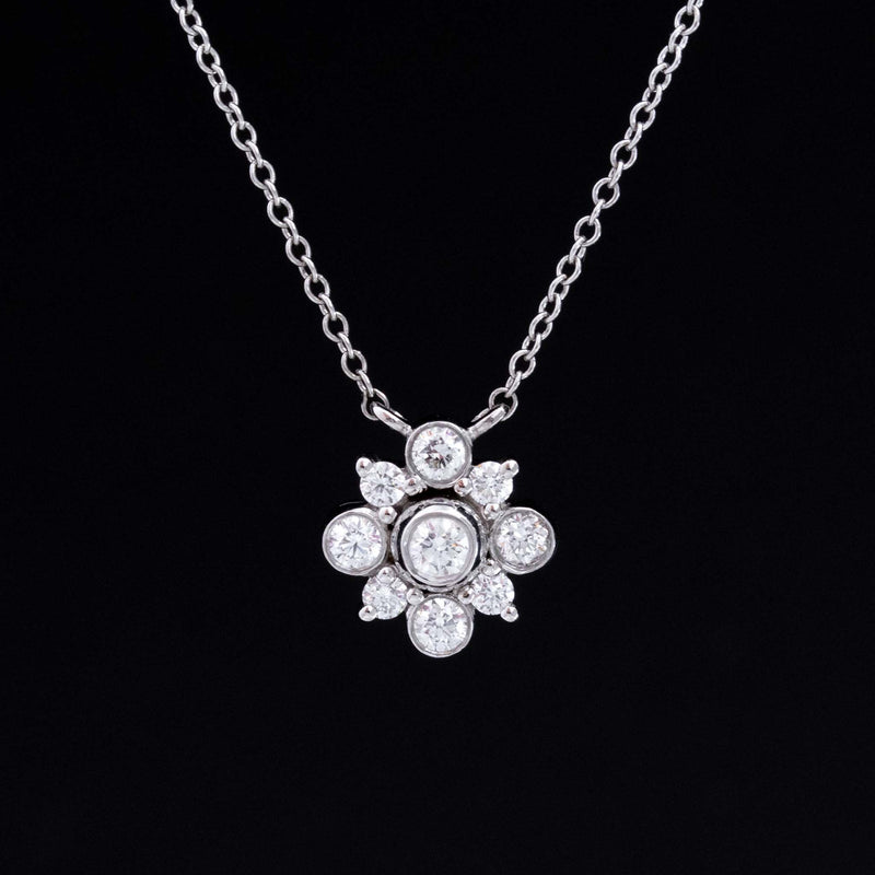 Round Cut Diamond Floral Cluster Pendant, by Kwiat