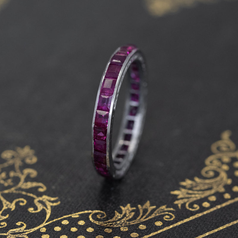 2.50ctw Vintage Ruby Engraved Eternity Ring