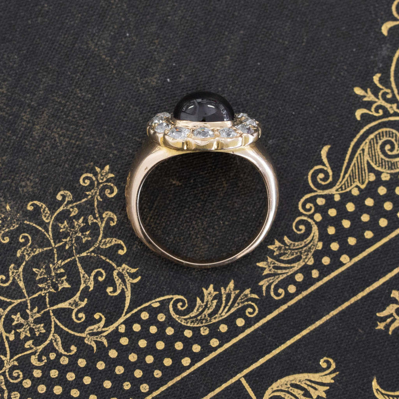 5.42ctw Vintage Garnet & Diamond Cluster Ring