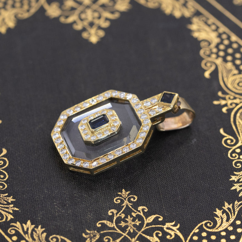 1.57ctw Sapphire & Diamond Crystal Pendant