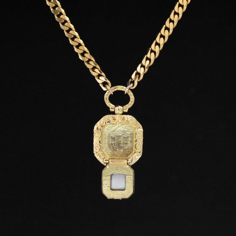 .97ct Square Portrait Cut Diamond Locket Necklace, GIA