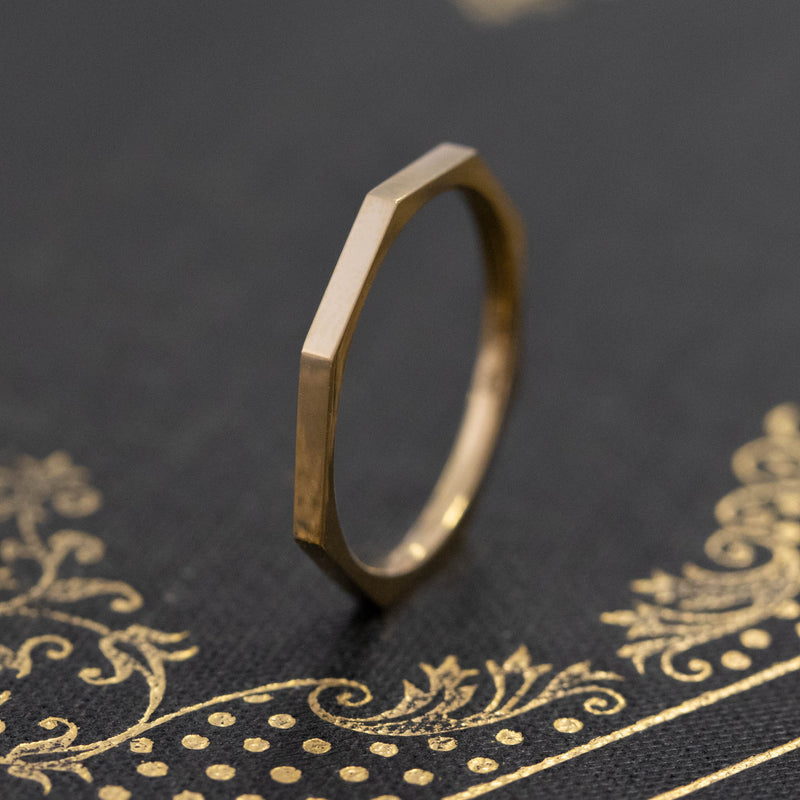 Octagonal Stacker Band, Size 5, 20kt Yellow Gold