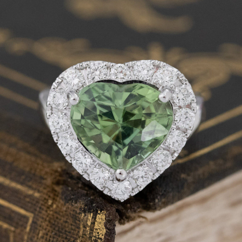 6.99ctw Tourmaline Heart Diamond Halo Cocktail Ring