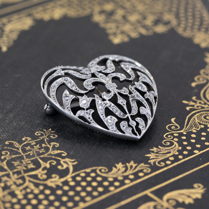 .65ctw Victorian Heart Diamond Convertible Pin/Pendant
