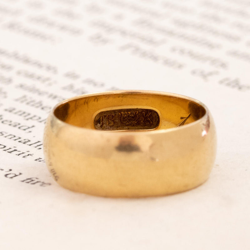 Vintage Wide Wedding Band, 18kt Yellow Gold
