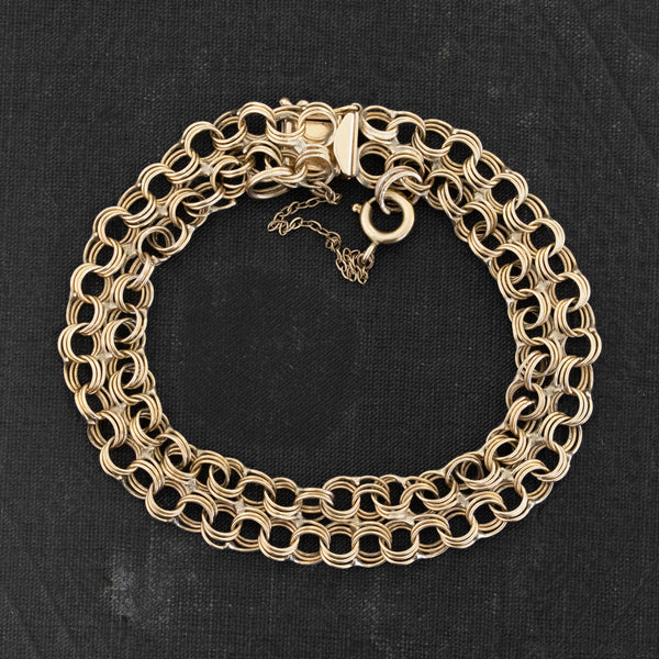 Vintage Triple Circle Link Gold Bracelet