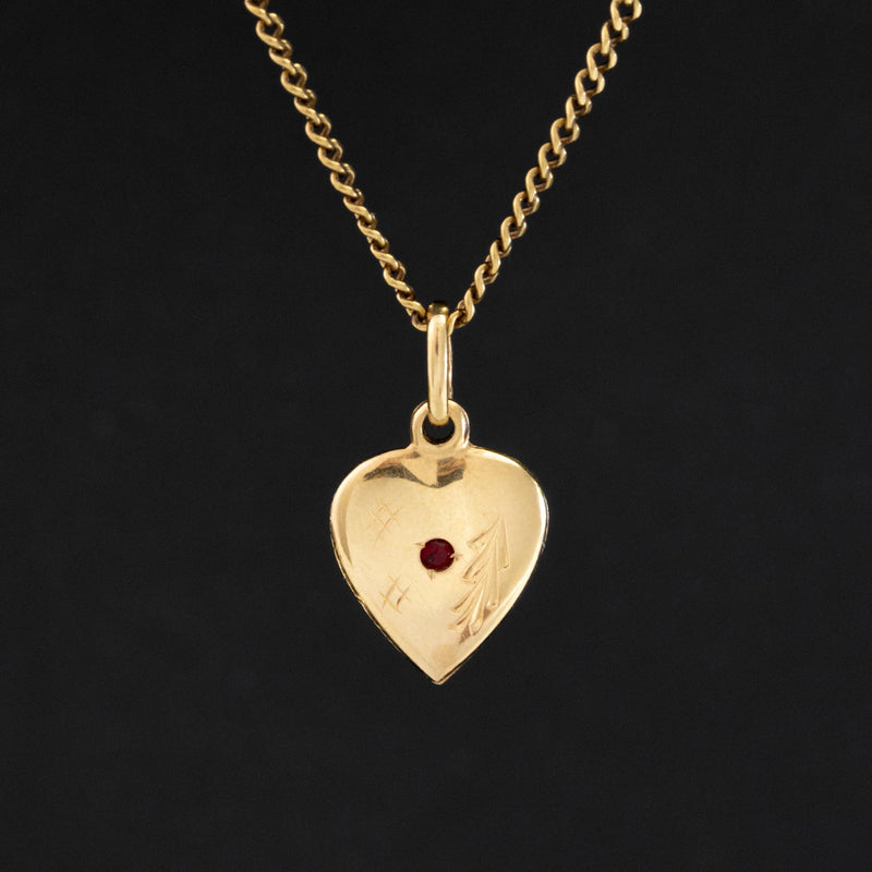 Vintage Curb Link with Puffed Heart Pendant
