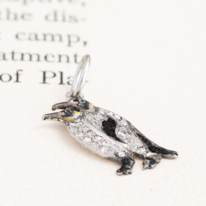 Vintage Diamond Penguins Charm