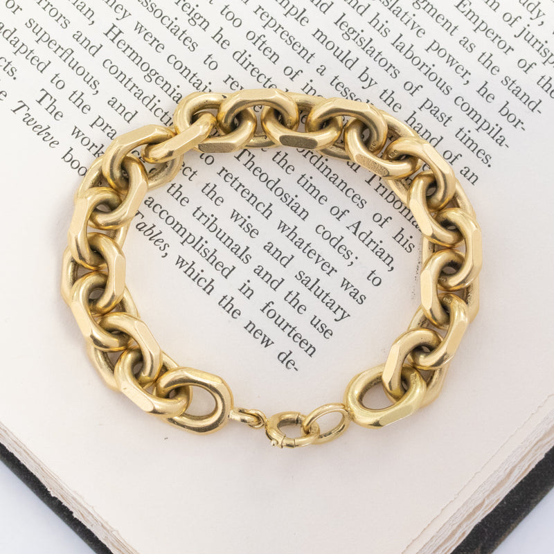 Vintage Heavy Gold Curb Link Bracelet, 18kt