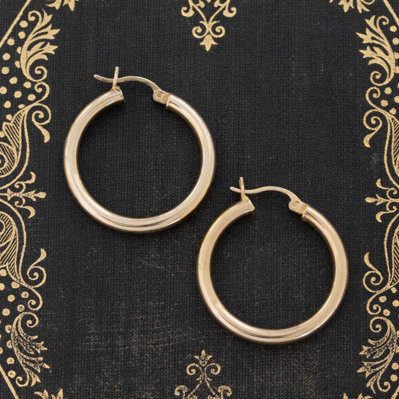 Vintage 1" Gold Hoop Earrings