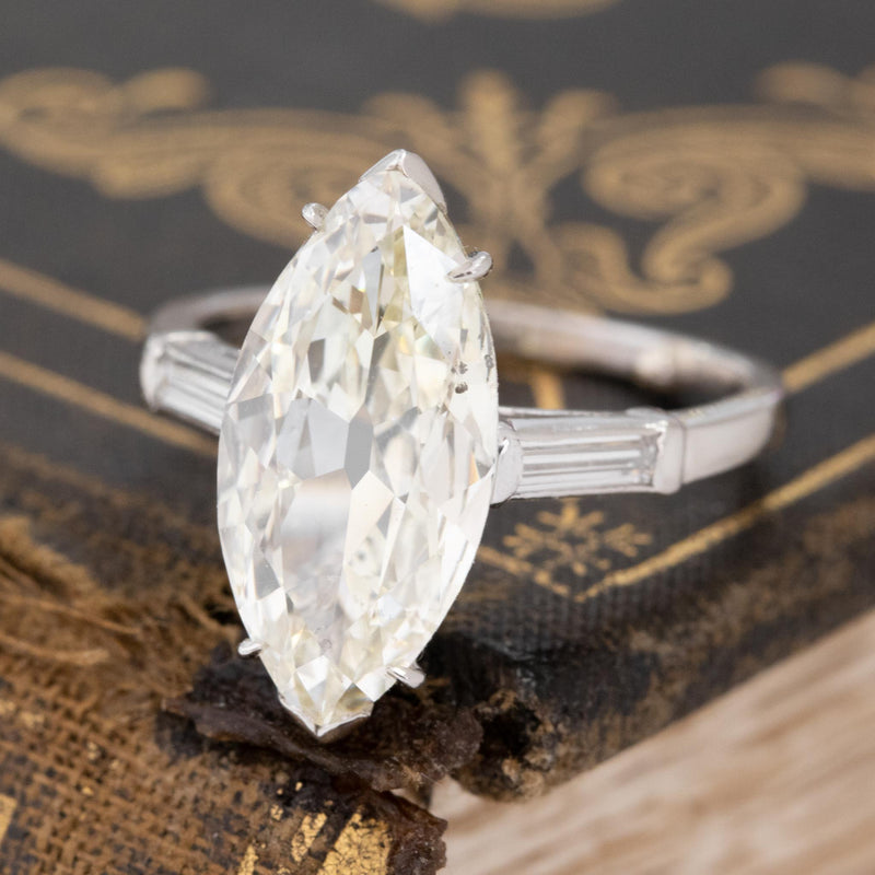 3.02ct Vintage Marquise Cut Diamond Solitaire, GIA M SI1