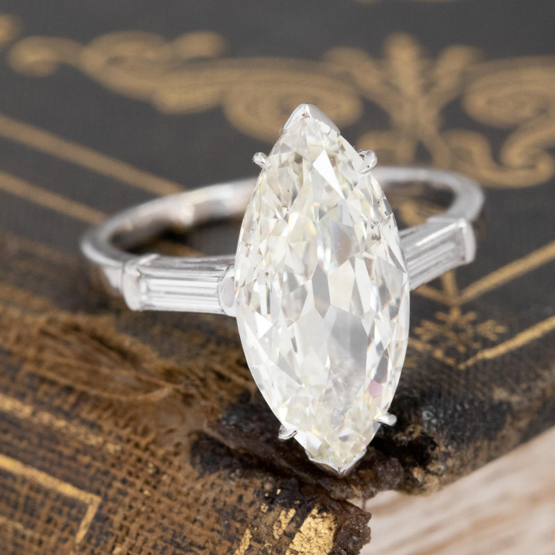 3.02ct Vintage Marquise Cut Diamond Solitaire, GIA M SI1