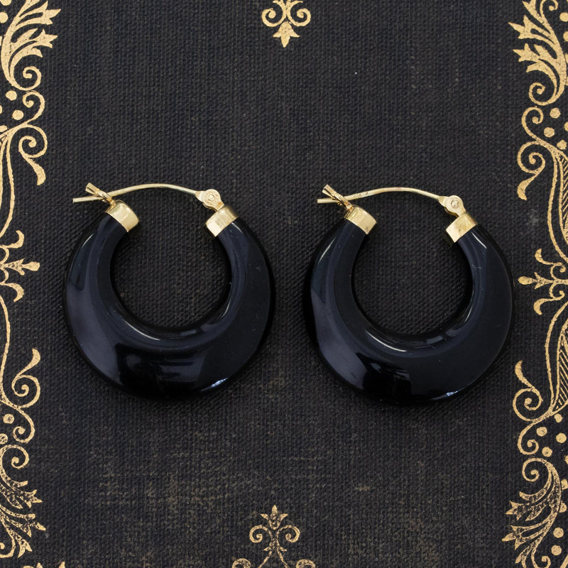Vintage Onyx Hoop Earrings