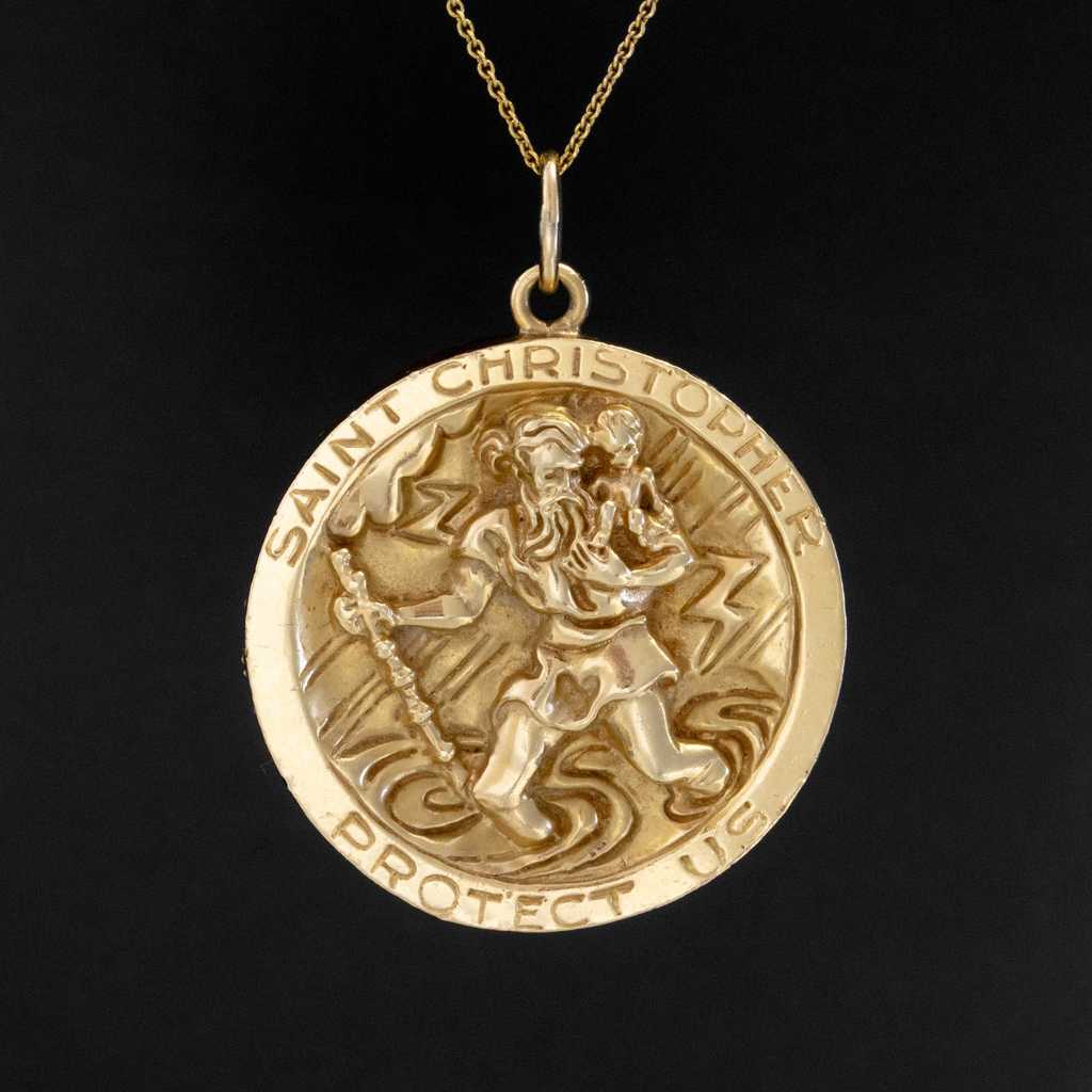 24K Gold Filled Saint Christopher Protect Us, Medallion Coin, Necklace  Pendant Charm Bails Findings for Jewelry Making H-609 | DLUXCA