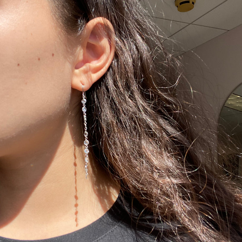 2.10ctw Round Rose Cut Diamond Drop Earrings